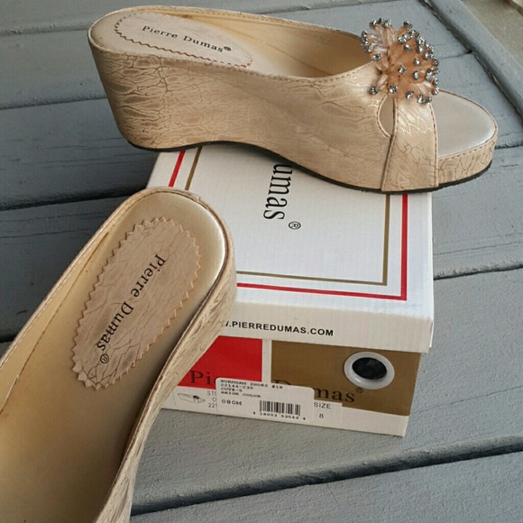 Pierre Dumas Beaded Accent Chunky Slip-on Wedges - Picture 14 of 16